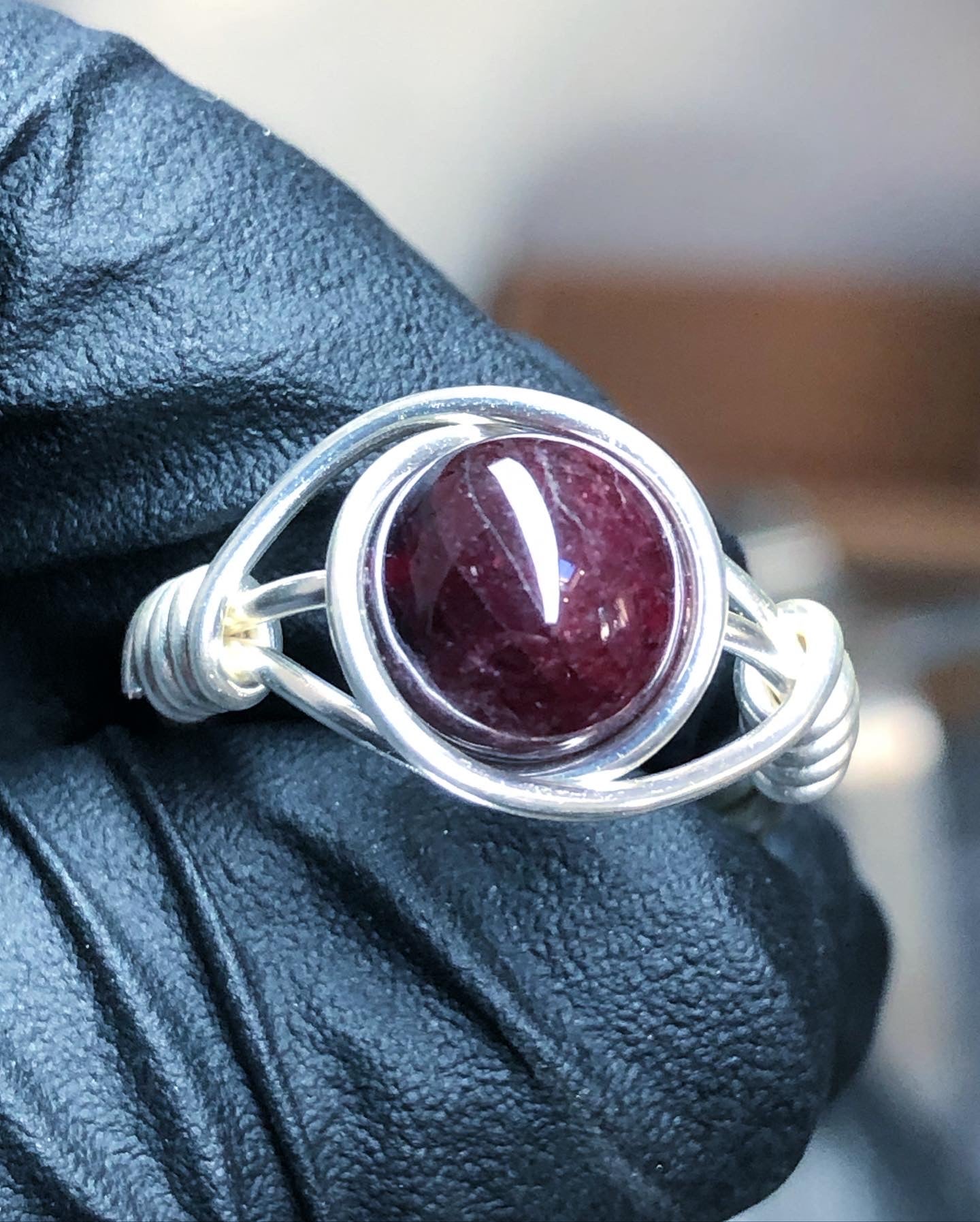 Garnet 8mm Ring - Sterling Silver Petite Band - Buy 1 Get 1 Half Price - Premium