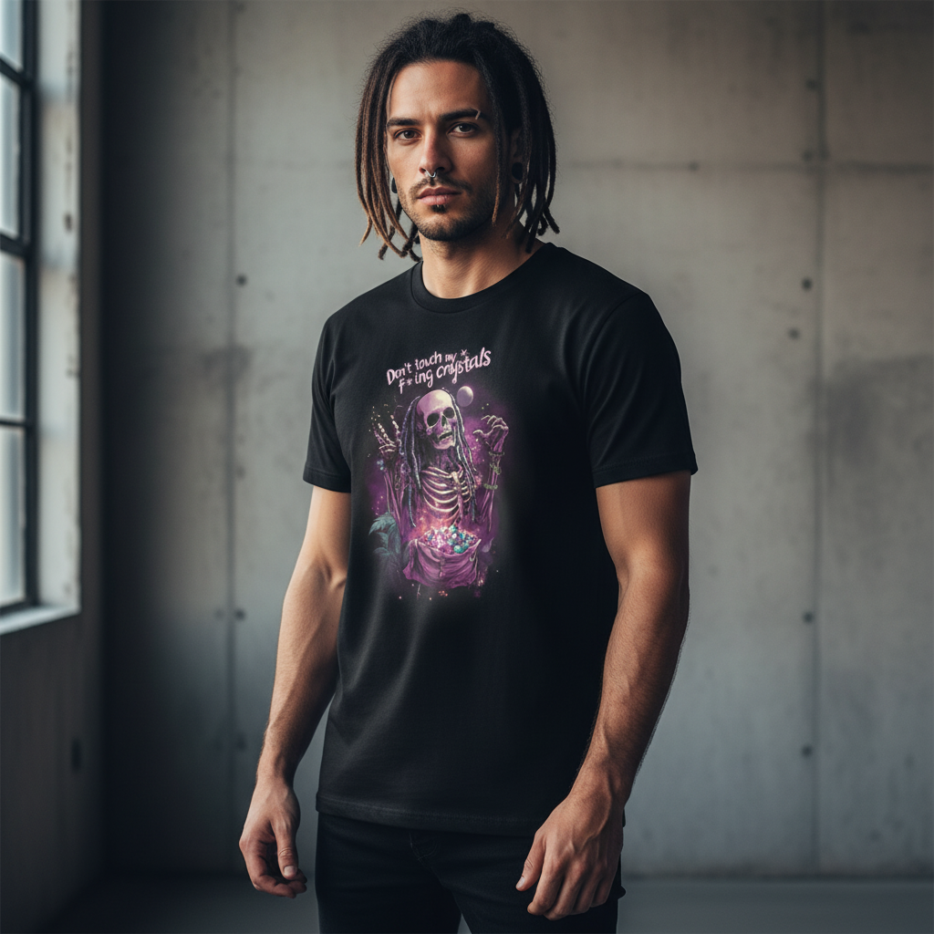 Alternative male model with textured wall background