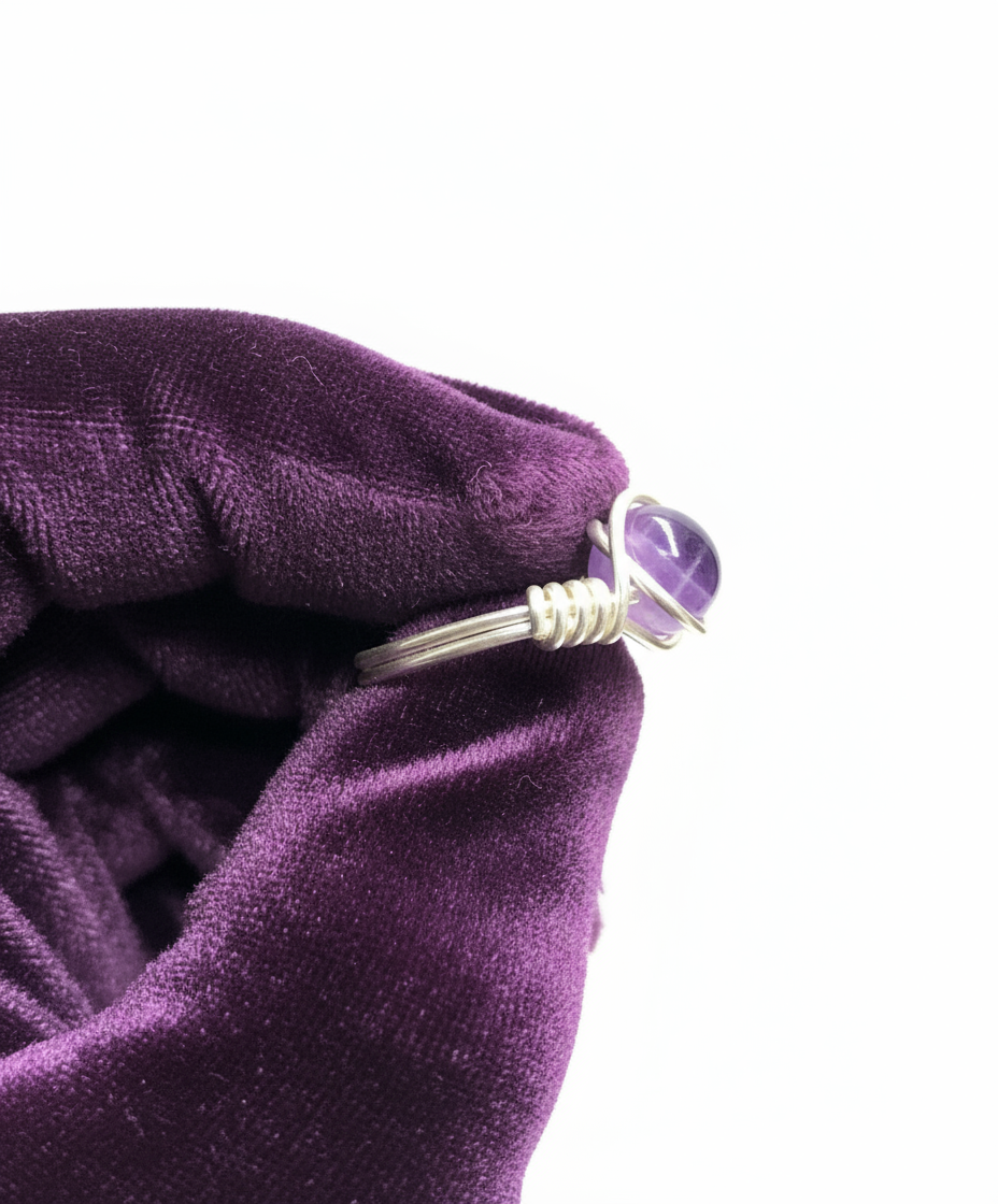 Amethyst Ring - Purple Velvet Glove White BG