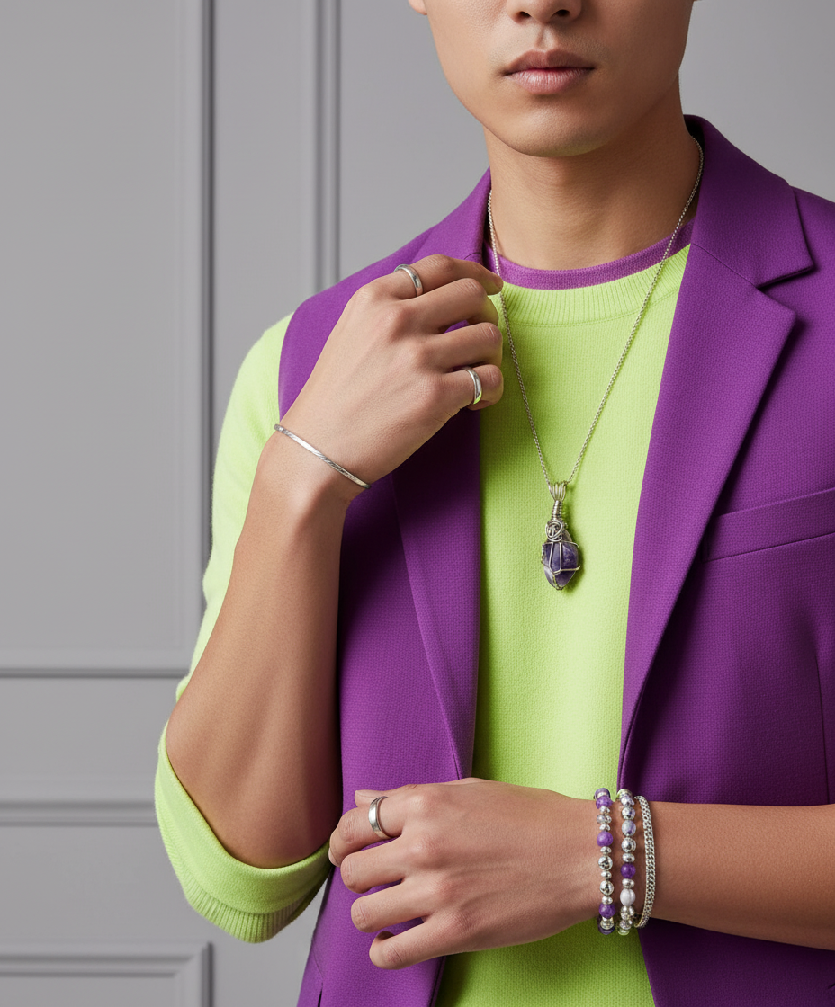 Asian male model studio accessorized