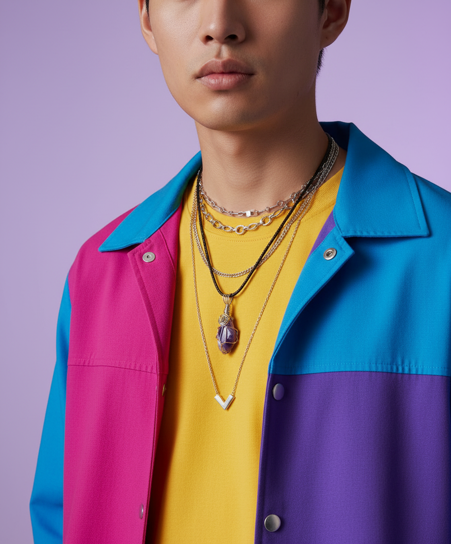 Asian male model studio trendy accessories