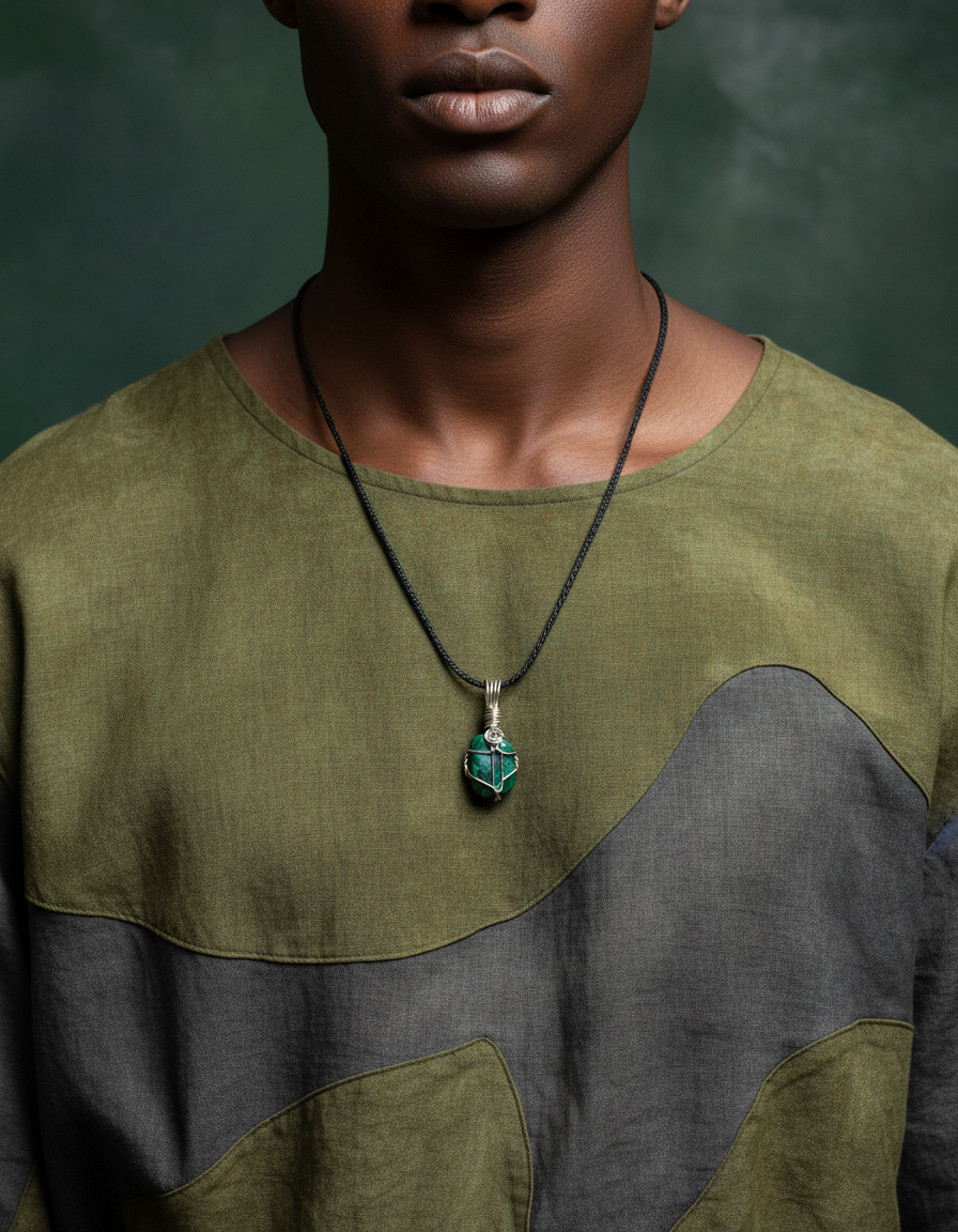 Black male model black braided cord