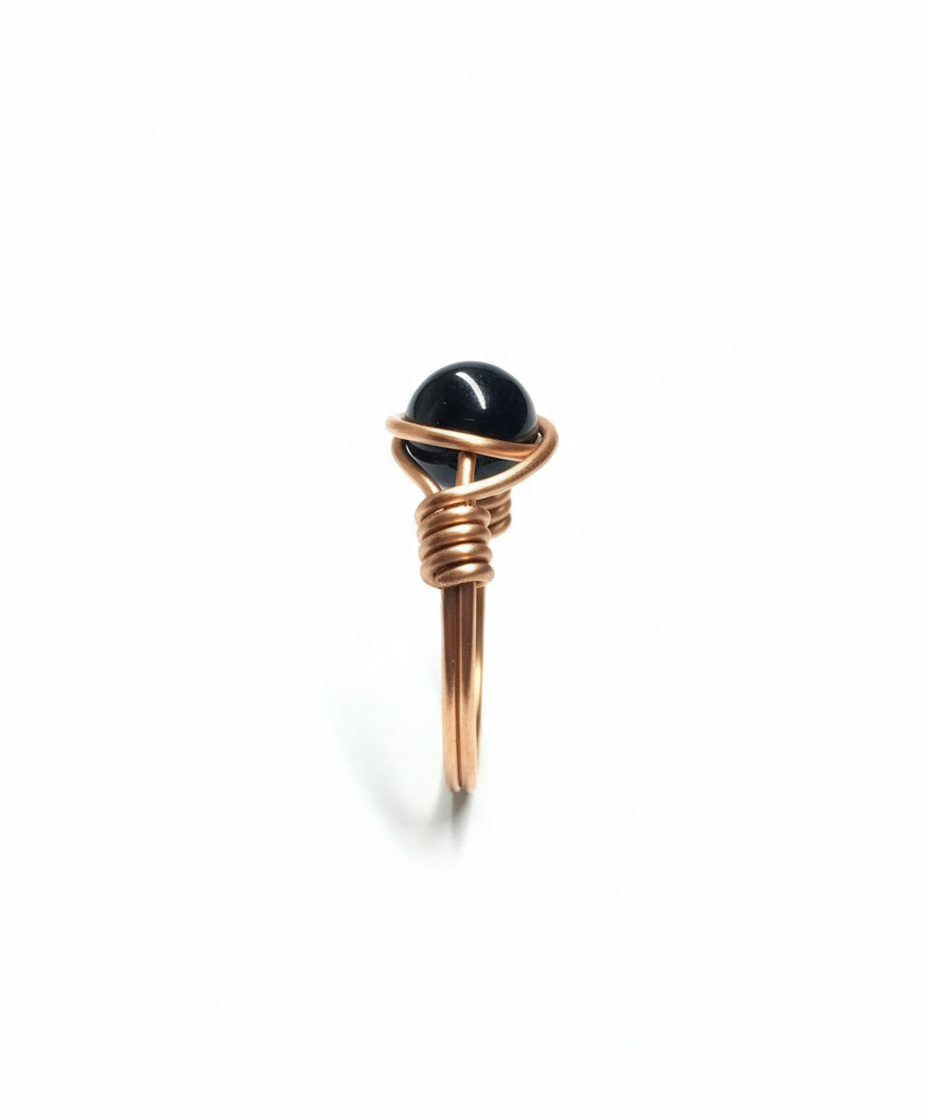 Black Onyx Copper Ring - Studio Profile 1