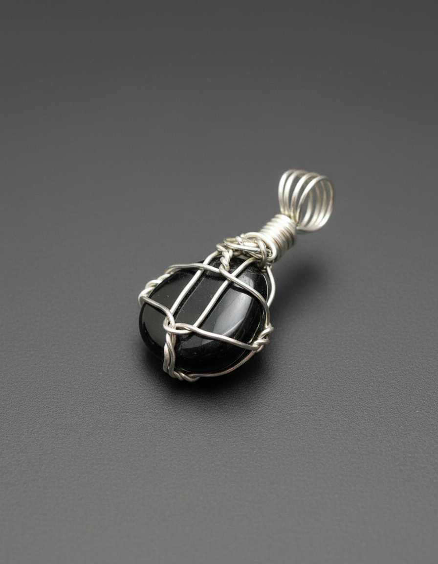 Black Onyx Pendant - Graphite Grey