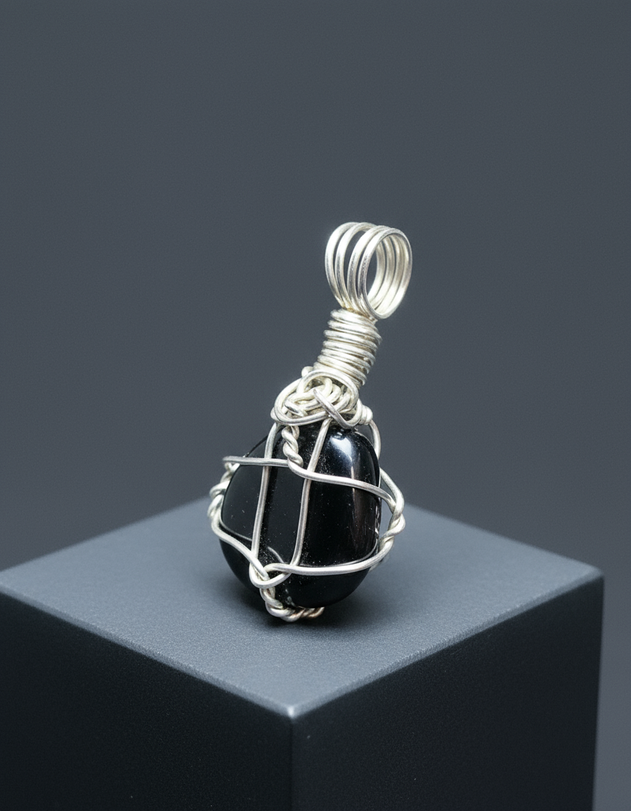 Black Onyx Pendant - Matte Charcoal