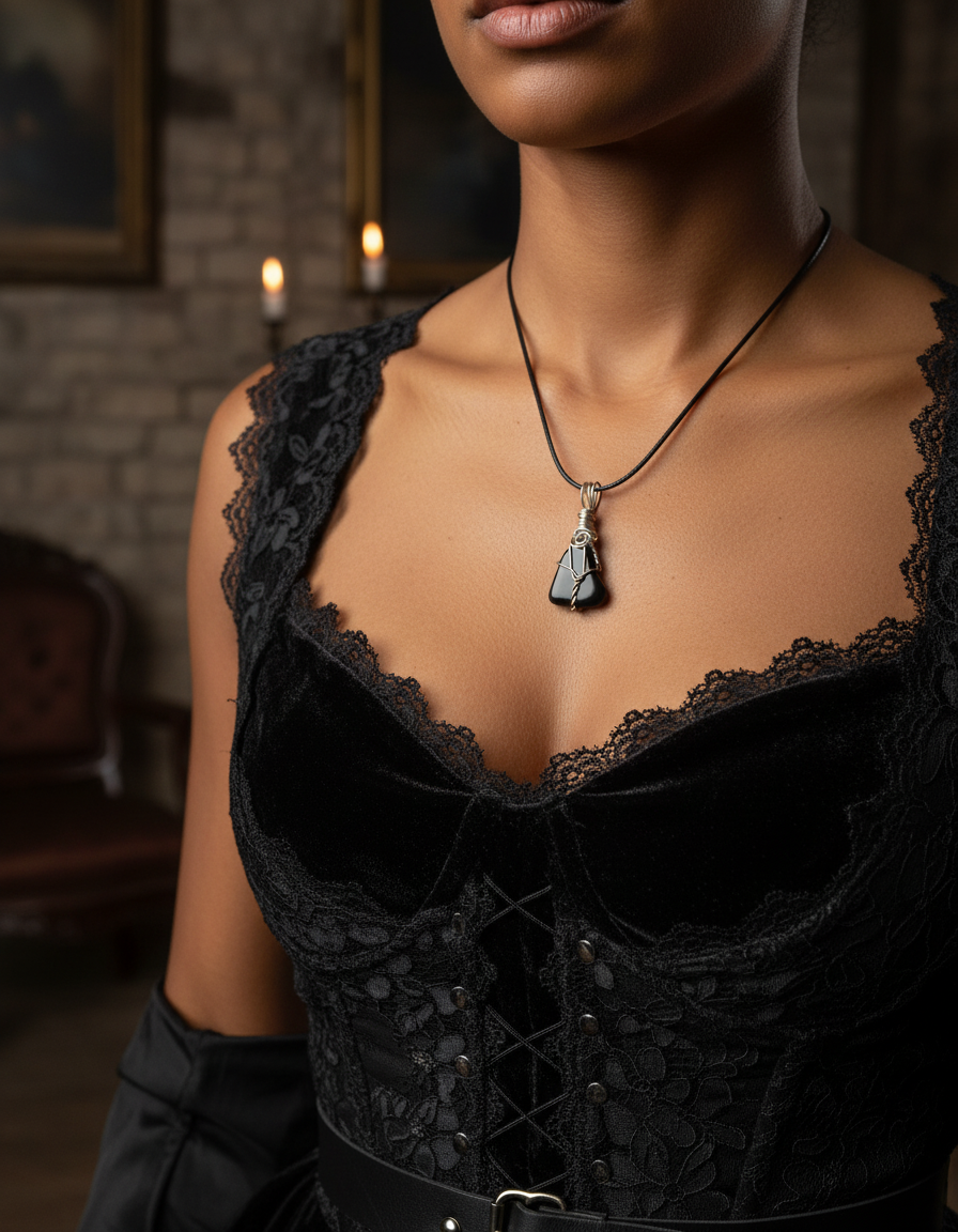 Brown skin woman Gothic braided cord