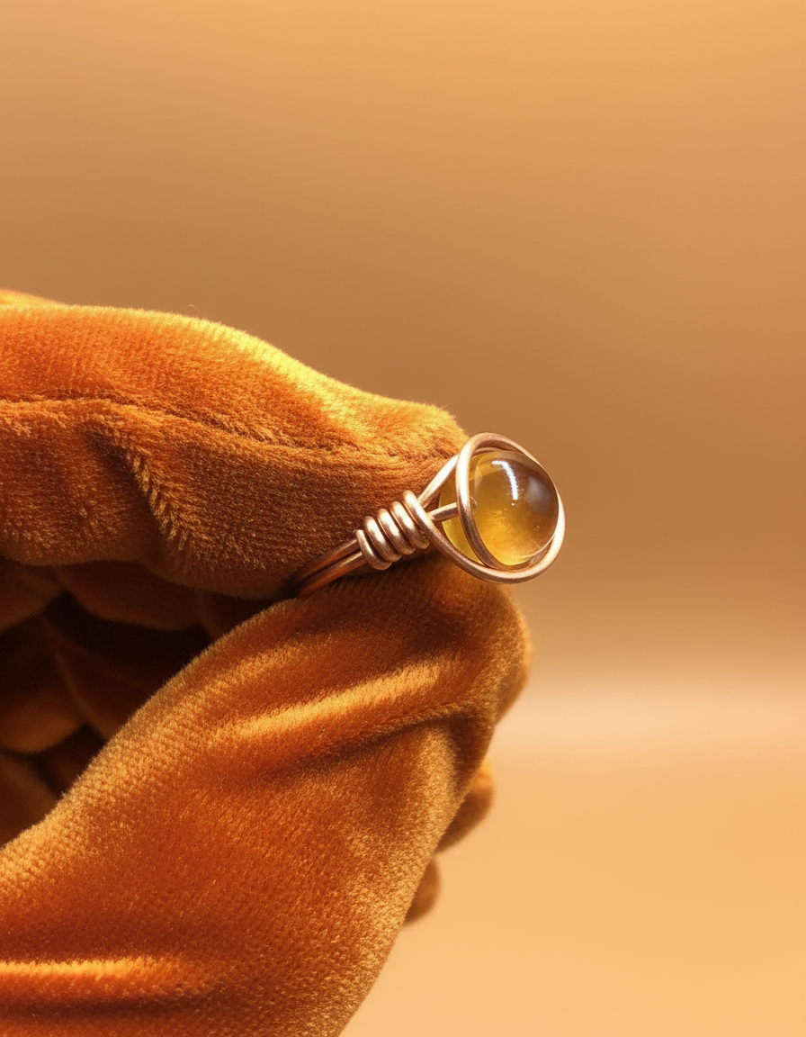 Citrine Copper Ring - Orange Glove Front