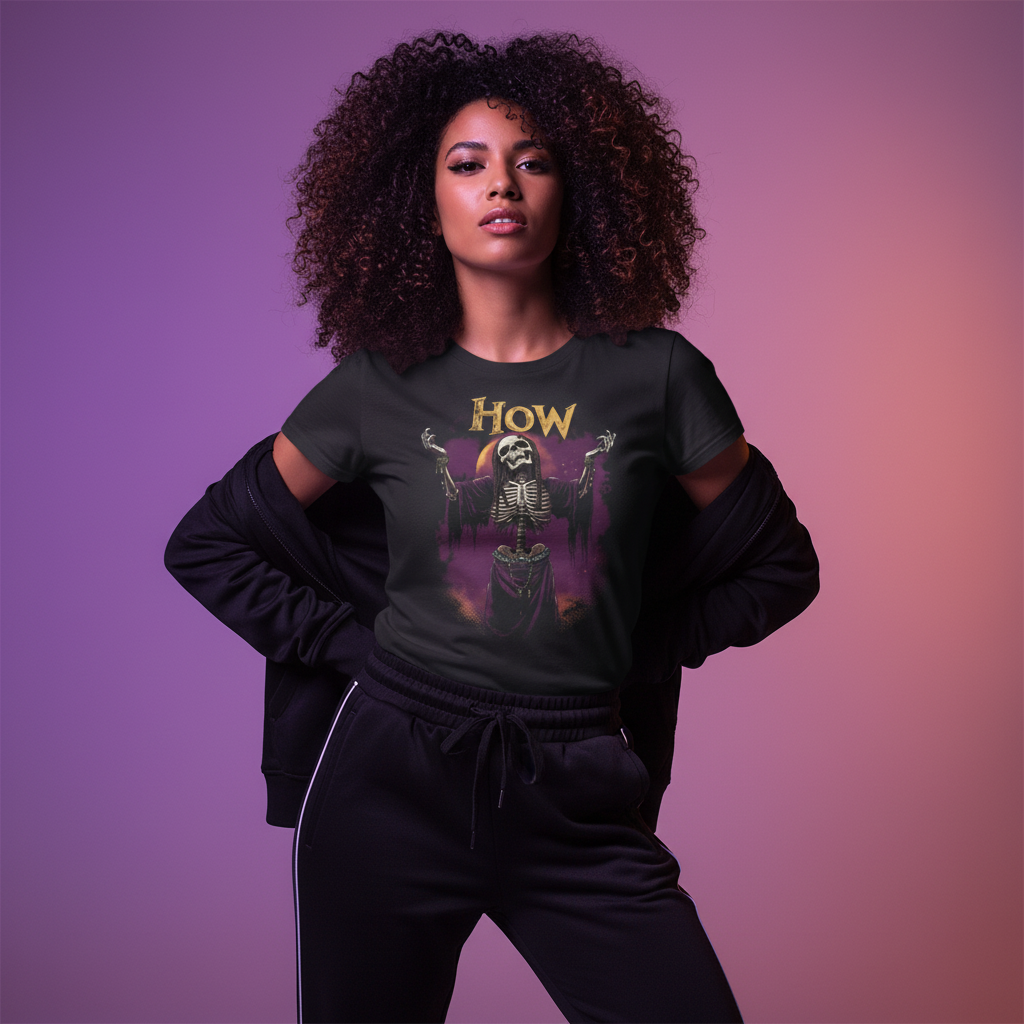 Diverse female model in black tracksuit with purple/orange studio lighting