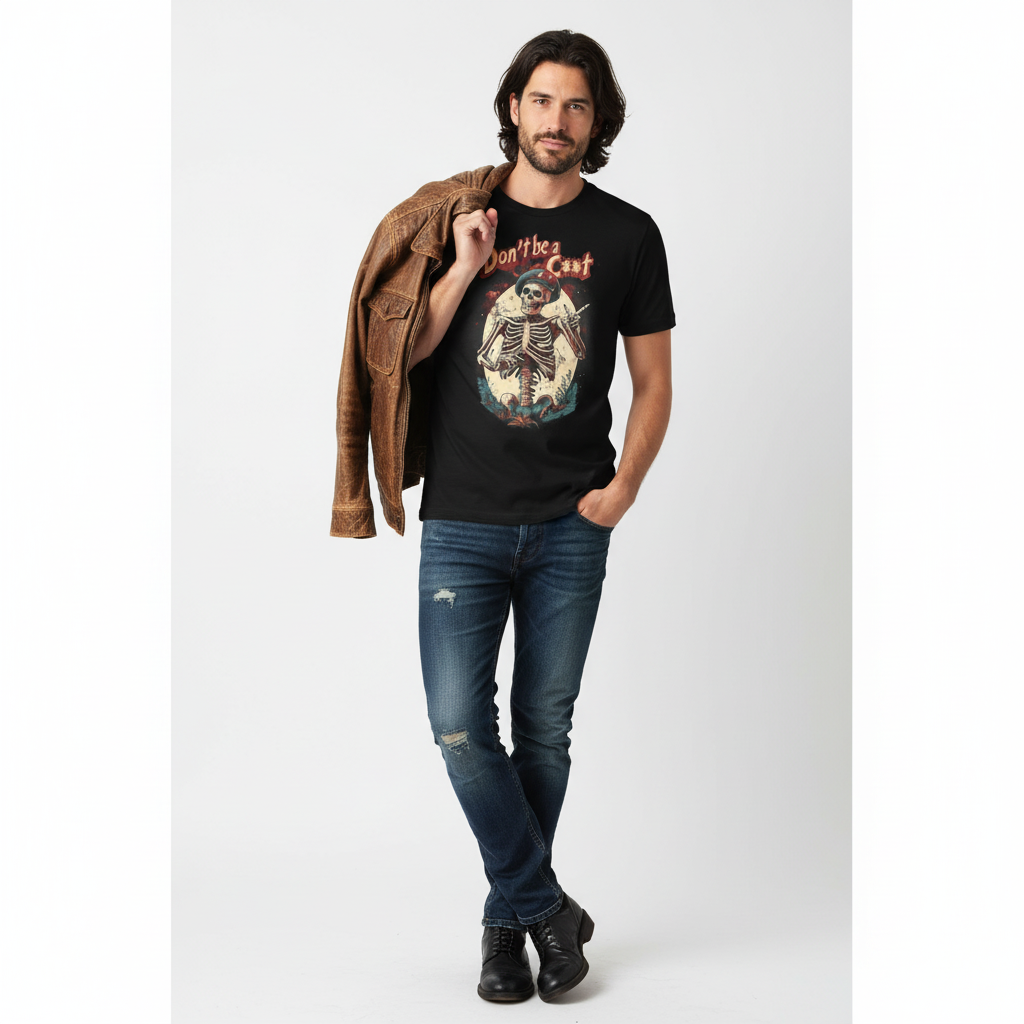 Indie rock style man with minimalist white background