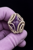 Light lilac velvet glove with dark velvet background - exact amethyst design
