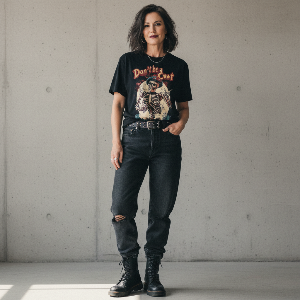 Mature Gen X woman with sophisticated alternative style