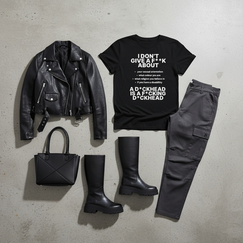 Modern streetwear with moto jacket and cargo pants