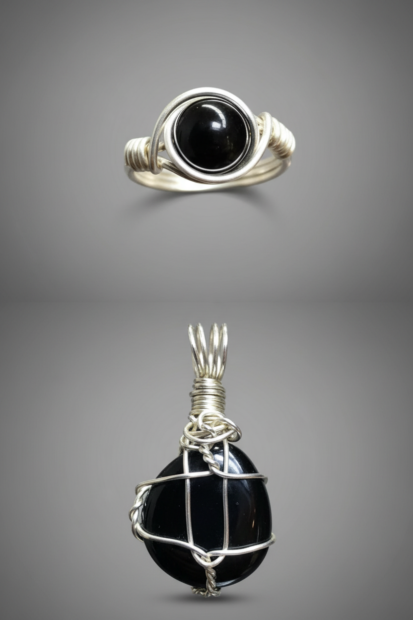 Professional gray background - black stone set