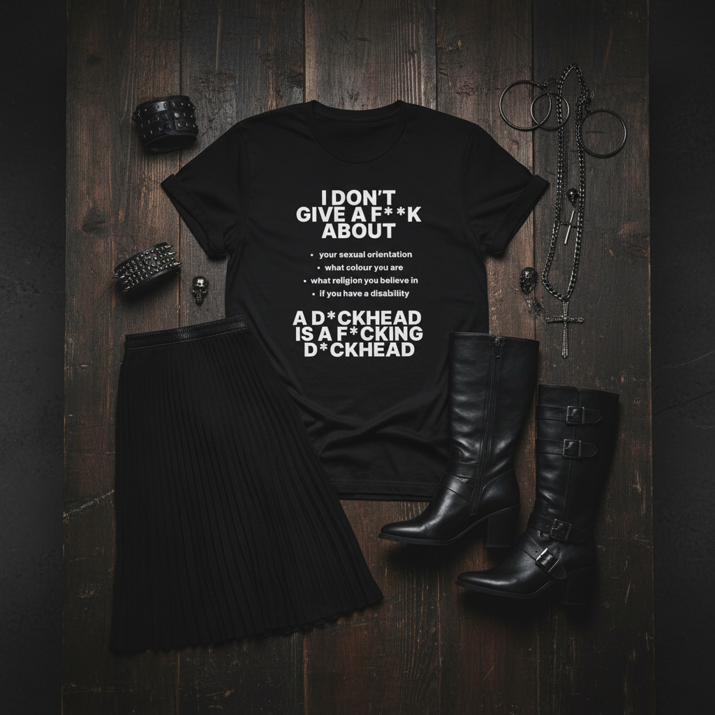 Rock-inspired with pleated midi skirt and knee-high heeled boots