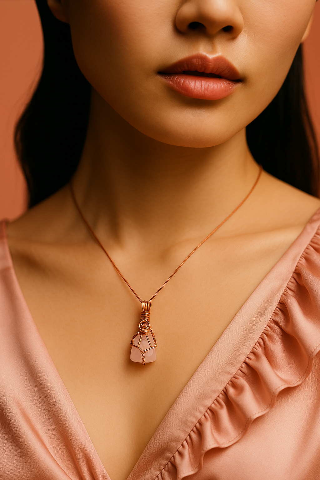 Rose Quartz 1.5cm Pendant - Blush Pink