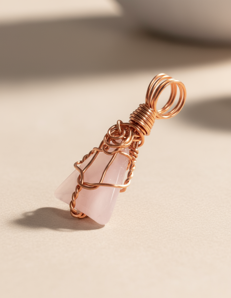 Rose Quartz Pendant - Warm Neutral