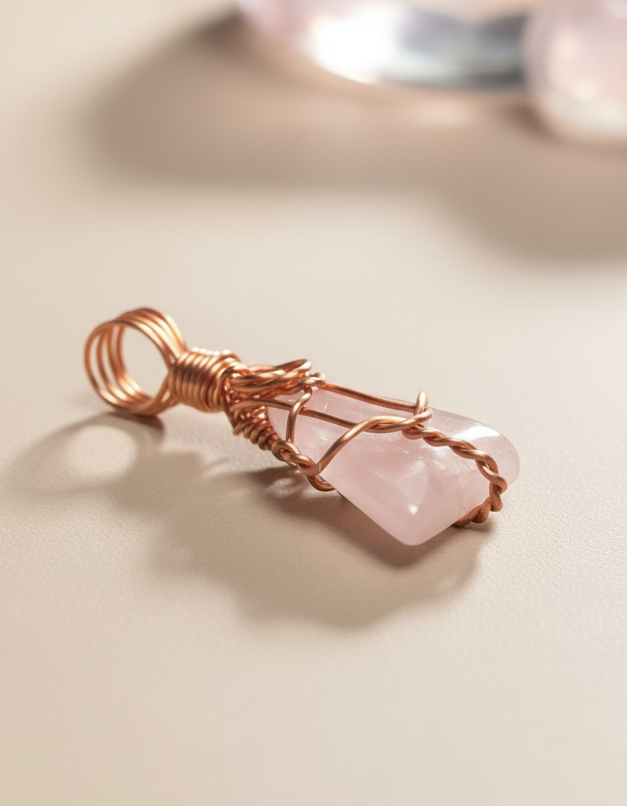Rose Quartz Pendant - Warm Neutral