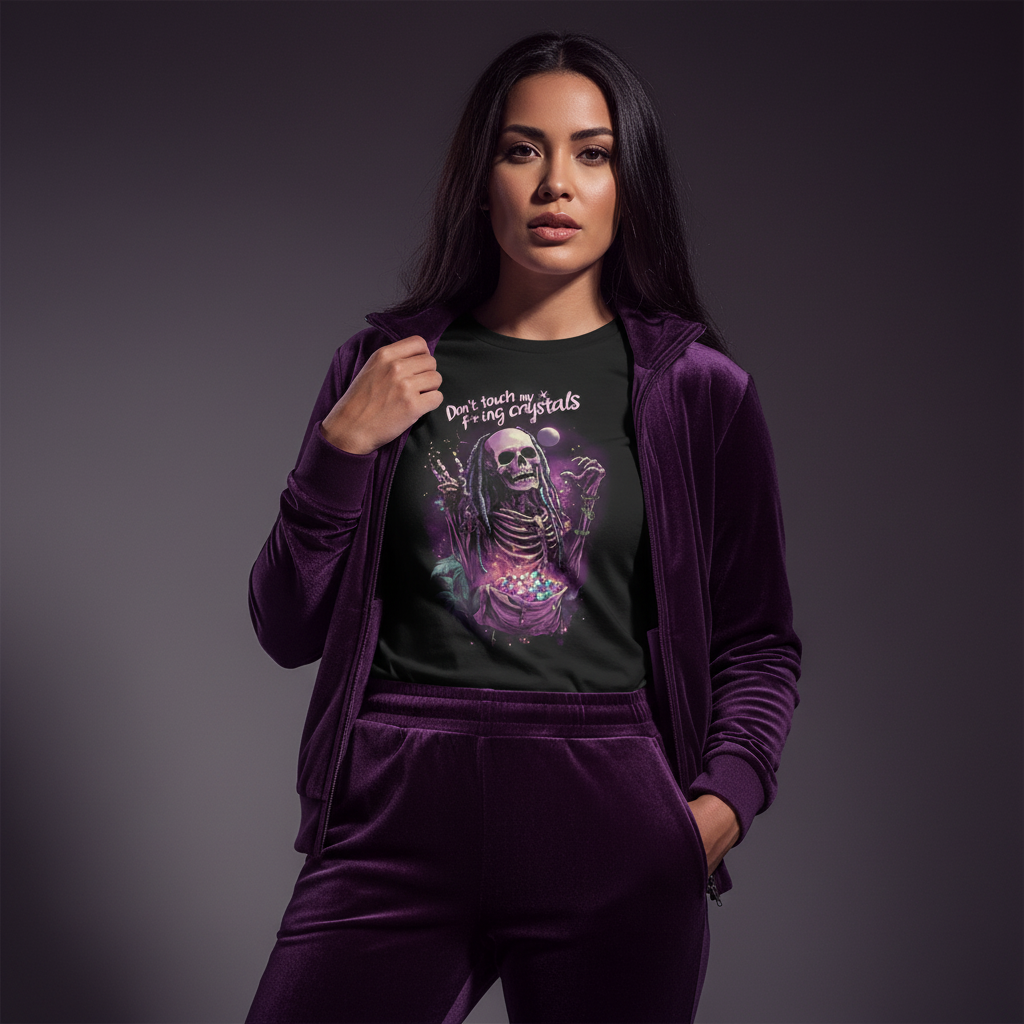 Styled with deep purple velvet tracksuit