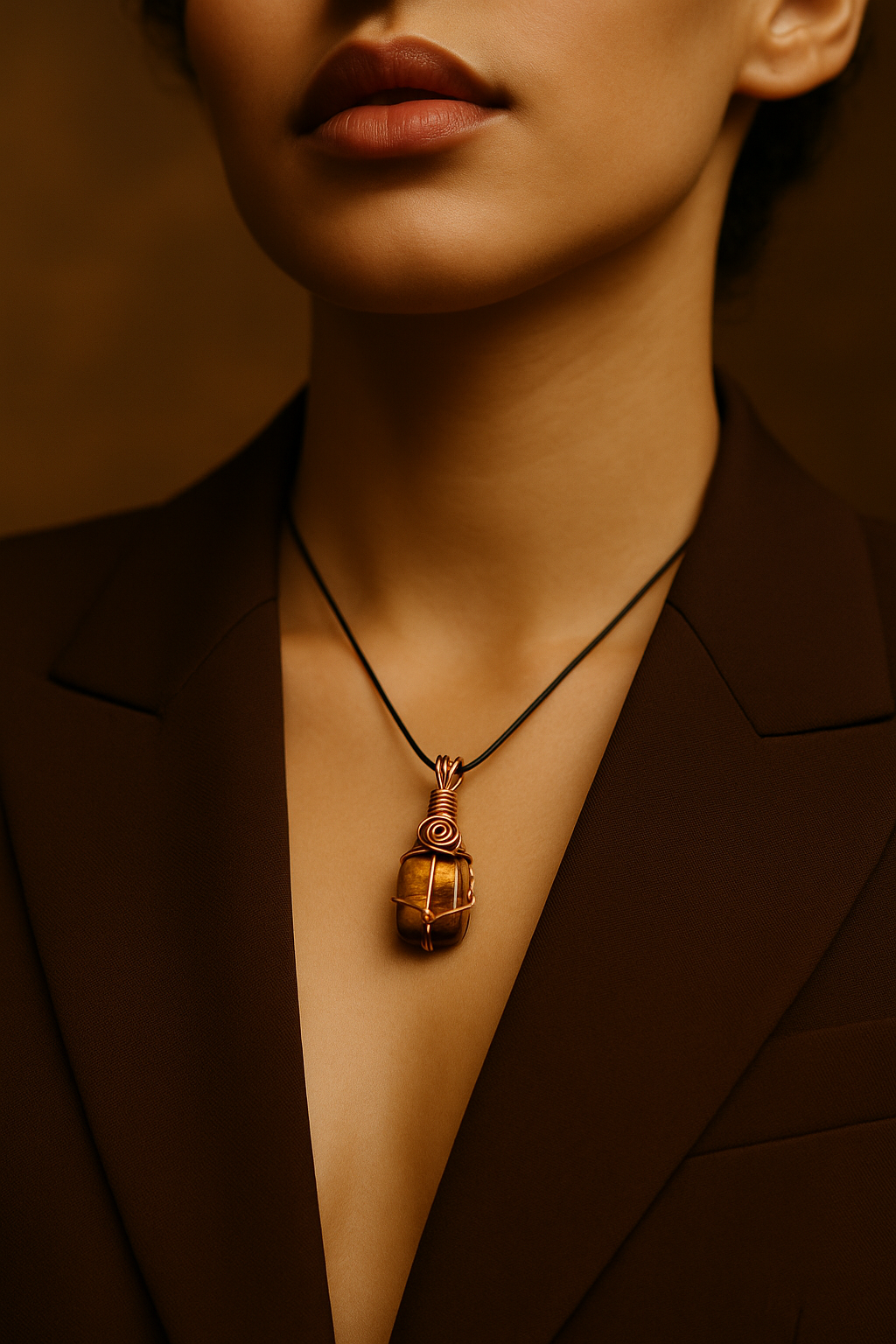 Tiger Eye 1.5cm Pendant - Chocolate Brown