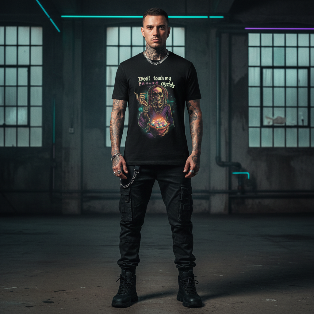 Urban streetwear male with industrial background and masculine lighting