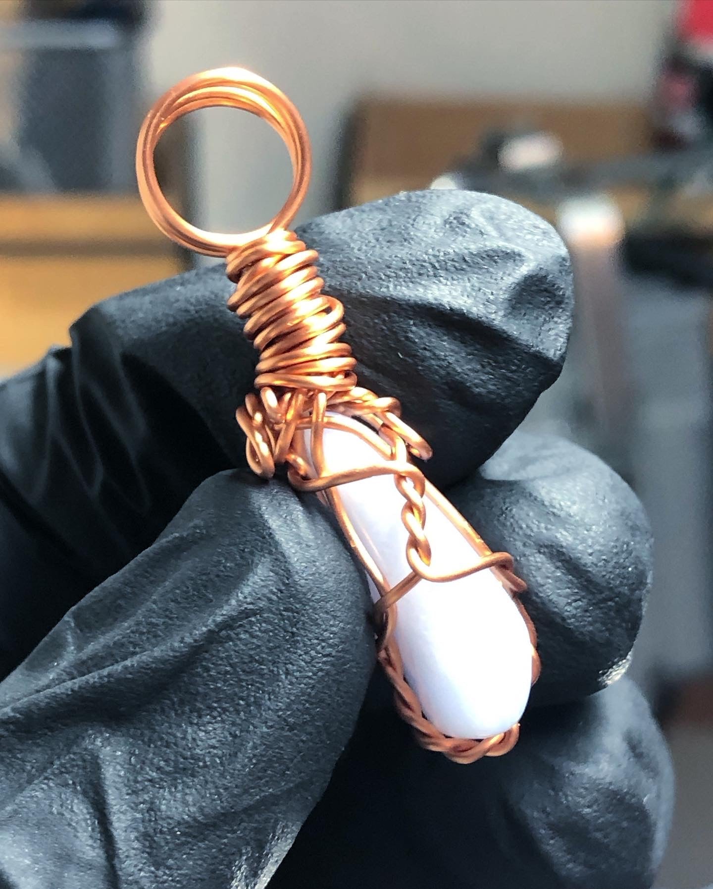 MP needed Blue Lace Agate Tumble Copper Pendant - Mini Range - Premium
