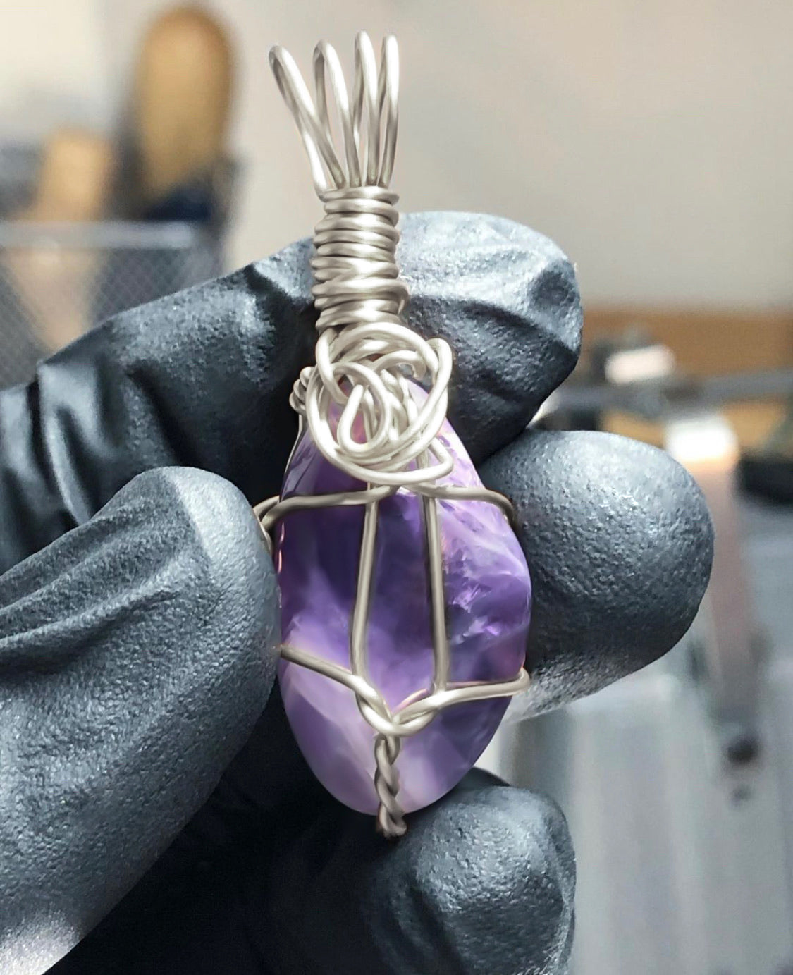 Amethyst Tumble Sterling Silver Pendant - Mini Range