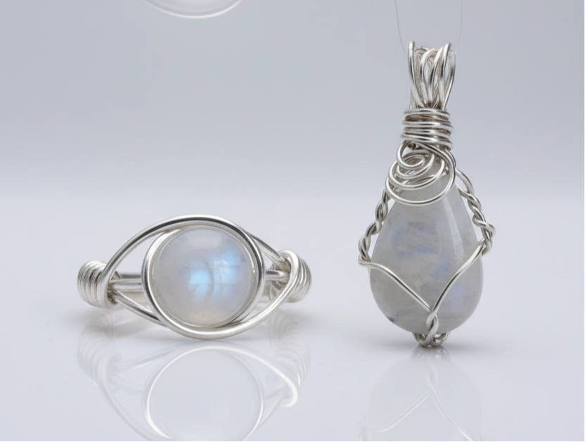 Rainbow Moonstone Eye Mini Sterling Silver Co-ord Set - Premium