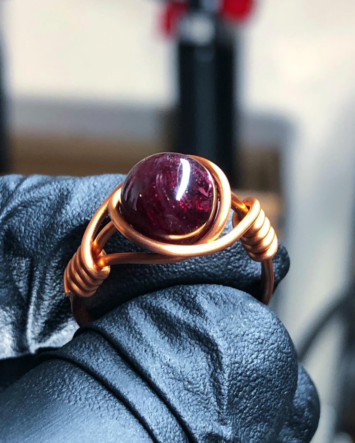 Garnet 8mm Ring - Copper Petite Band - Buy 1 Get 1 Half Price - Premium