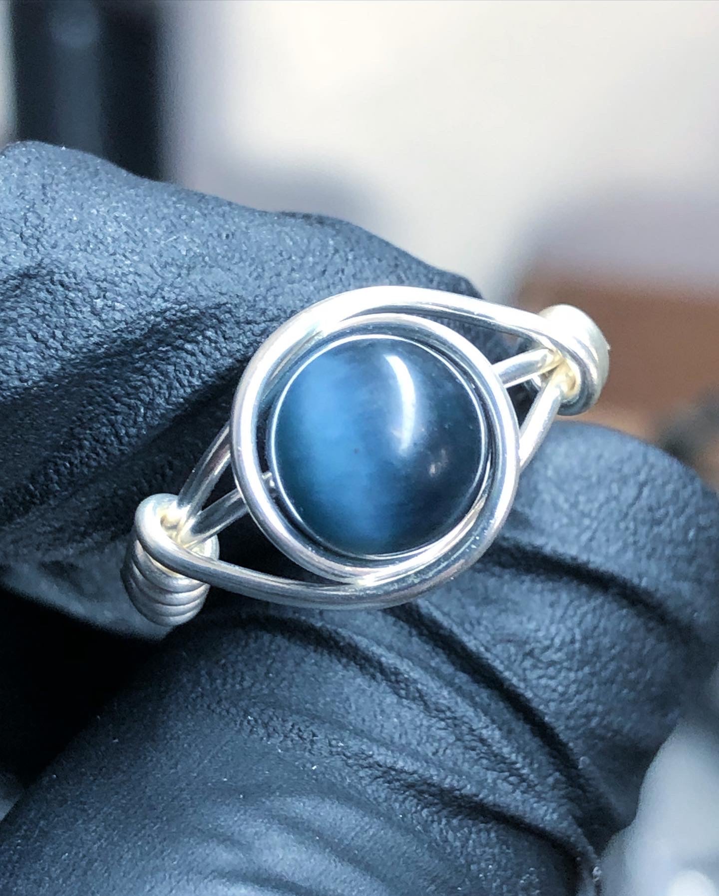 Blue Tiger’s Eye 8mm Ring - Sterling Silver Petite Band - Buy One Get One Half Price