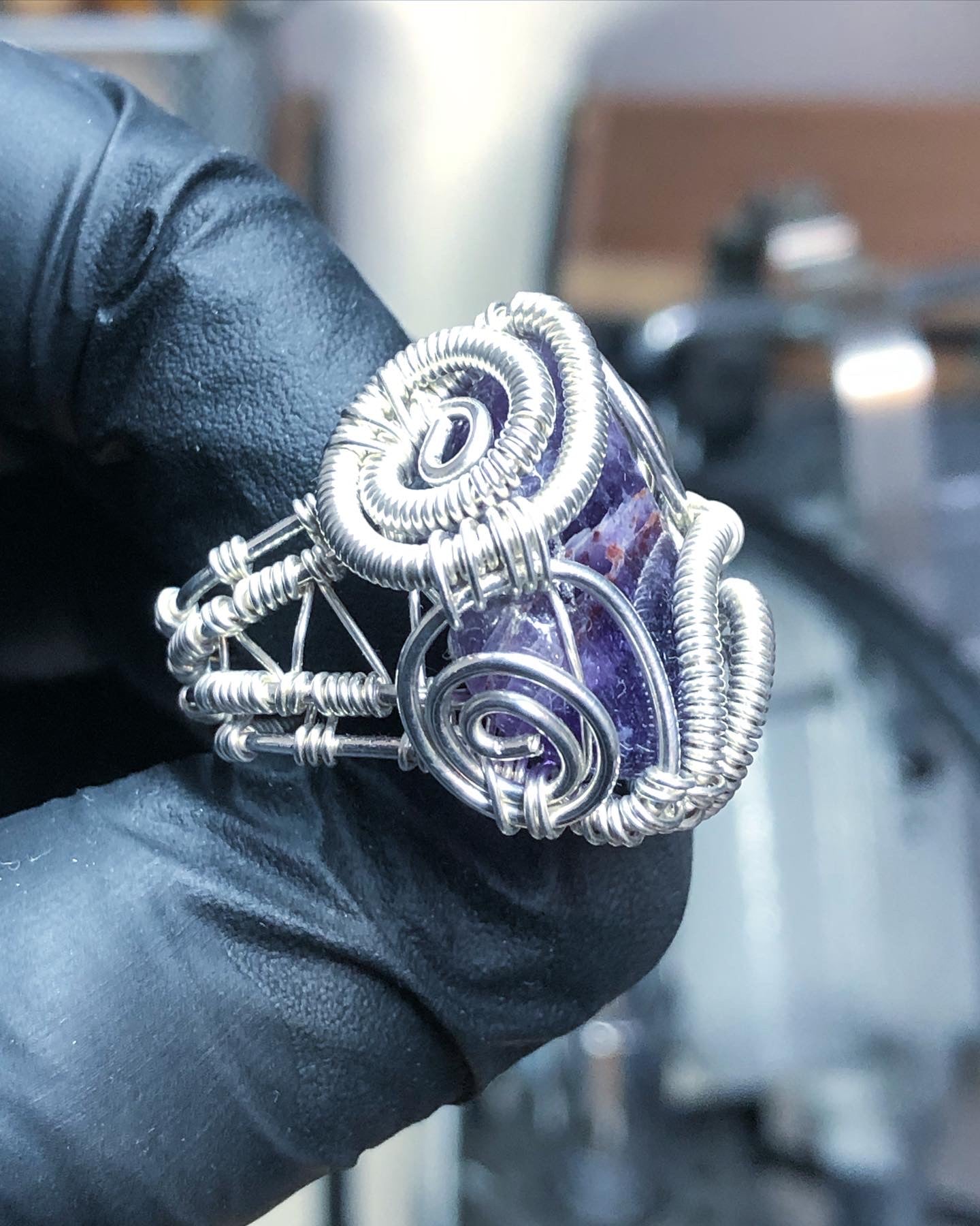 Amethyst Ring Sterling Silver - Dragon Style