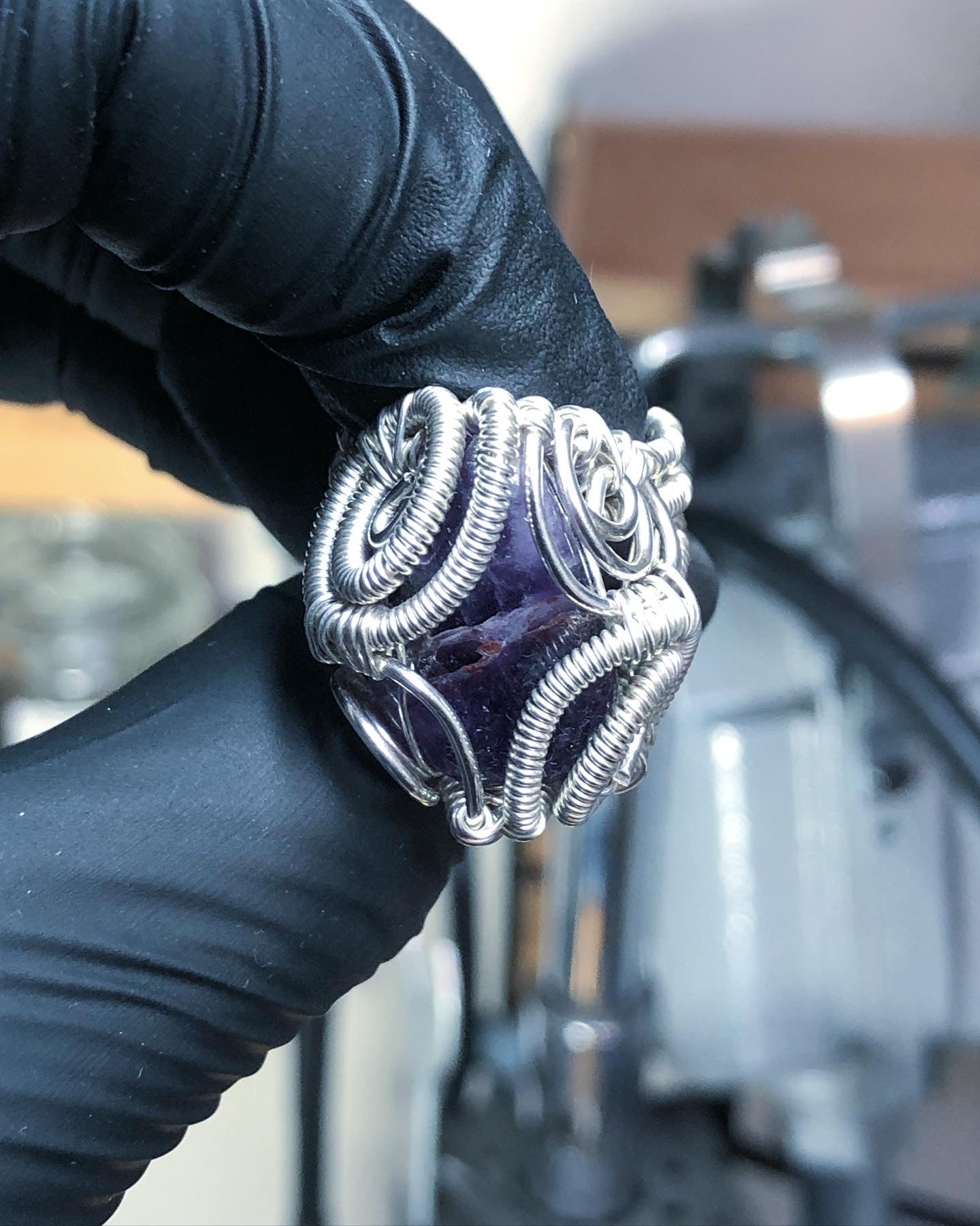 Amethyst Ring Sterling Silver - Dragon Style