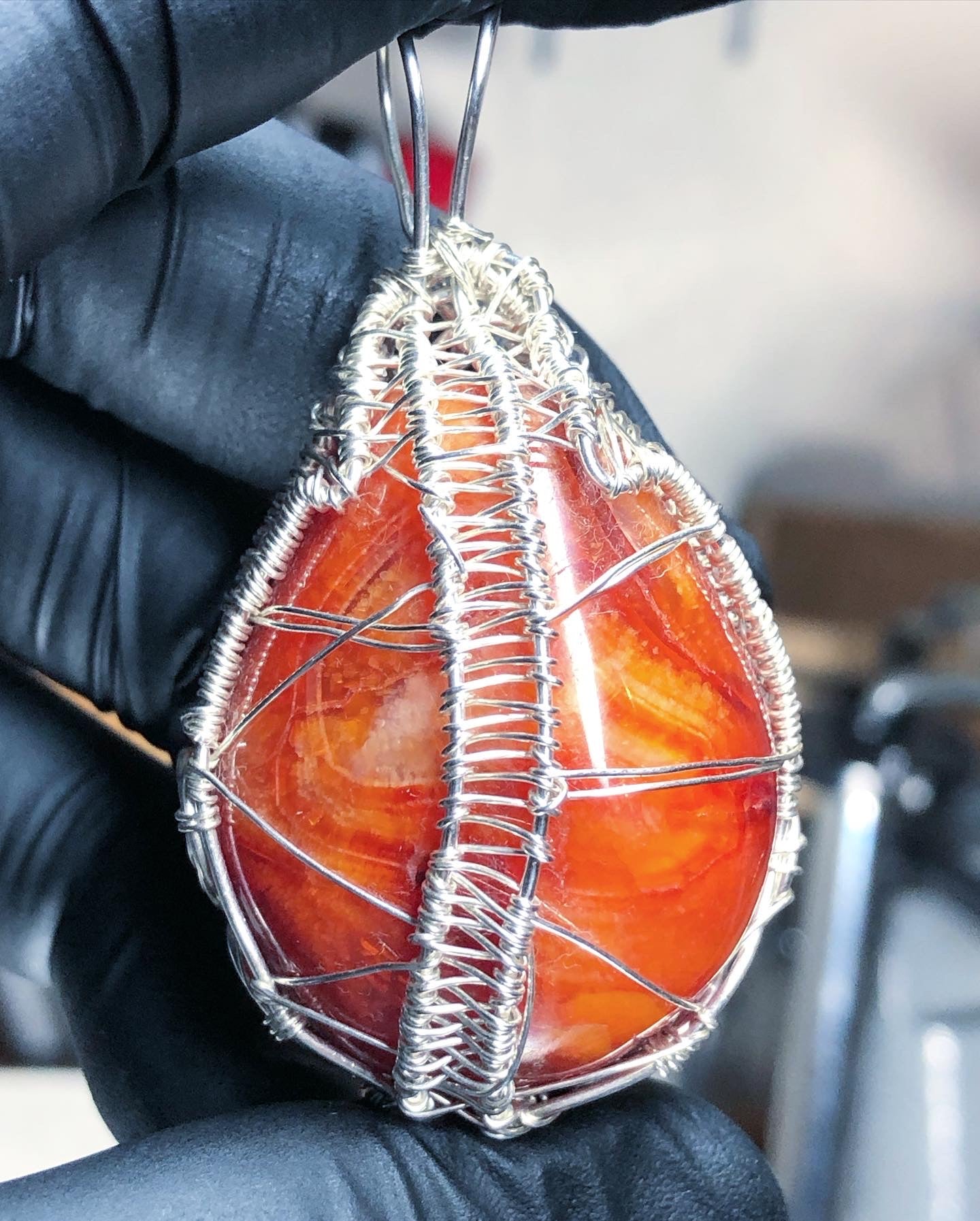 Carnelian Sterling Silver Pendant - Tektaineum Style - Premium