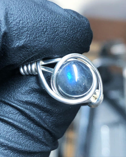 Labradorite 8mm Ring - Sterling Silver Petite Band - Buy 1 Get 1 Half Price - Premium