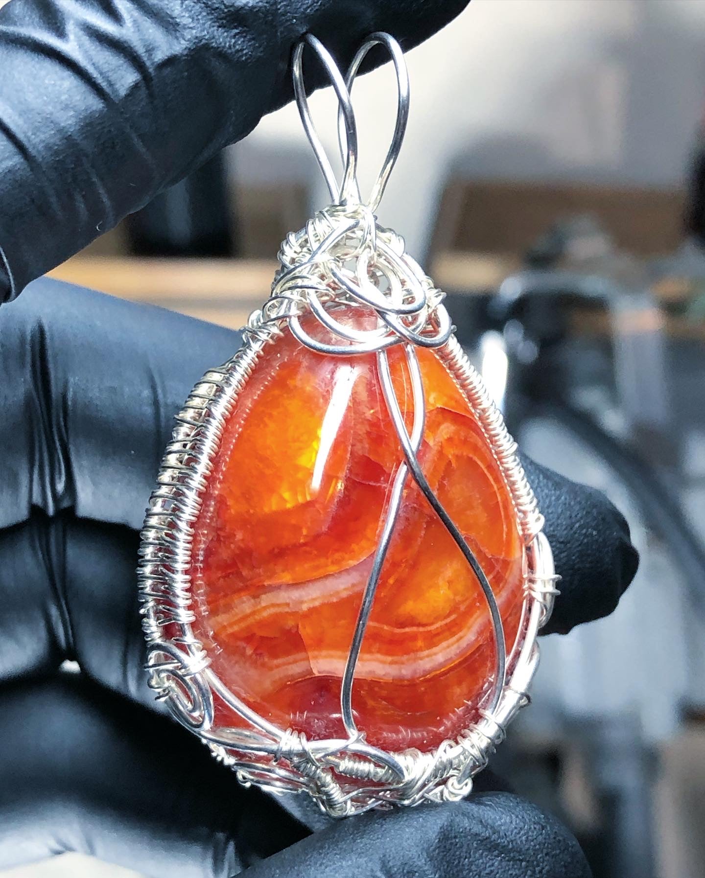 Carnelian Sterling Silver Pendant - Tektaineum Style - Premium