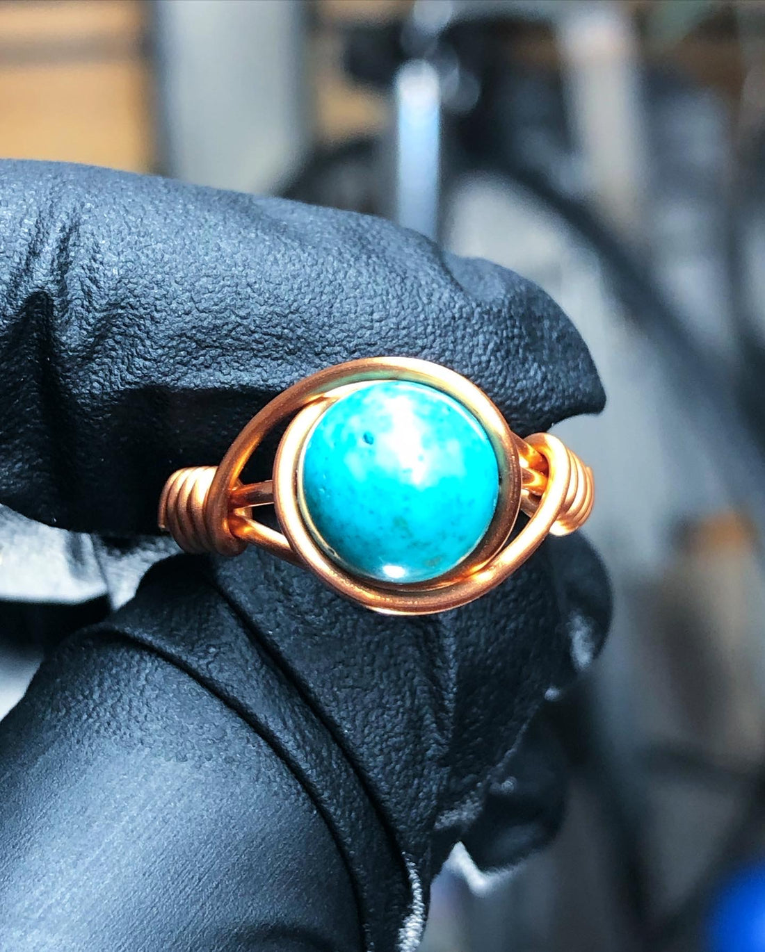 Turquoise 8mm Ring - Copper Petite Band - Buy 1 Get 1 Free