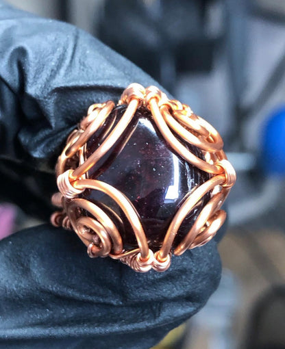 Garnet Copper Ring - Bohemian Style - Premium