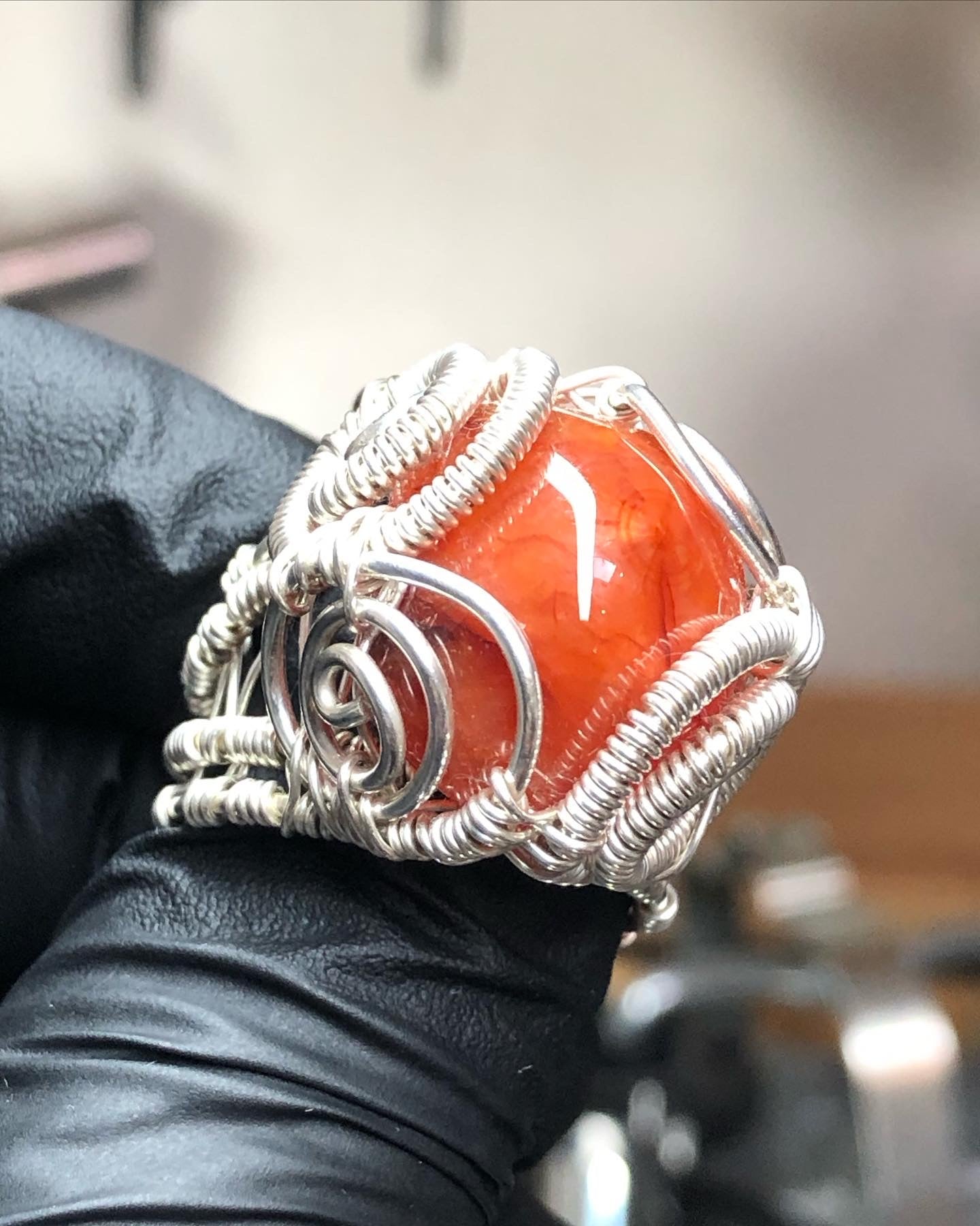 Carnelian Ring Range Sterling Silver - Dragon Style