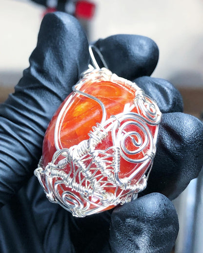 Carnelian Sterling Silver Pendant - Tektaineum Style - Premium