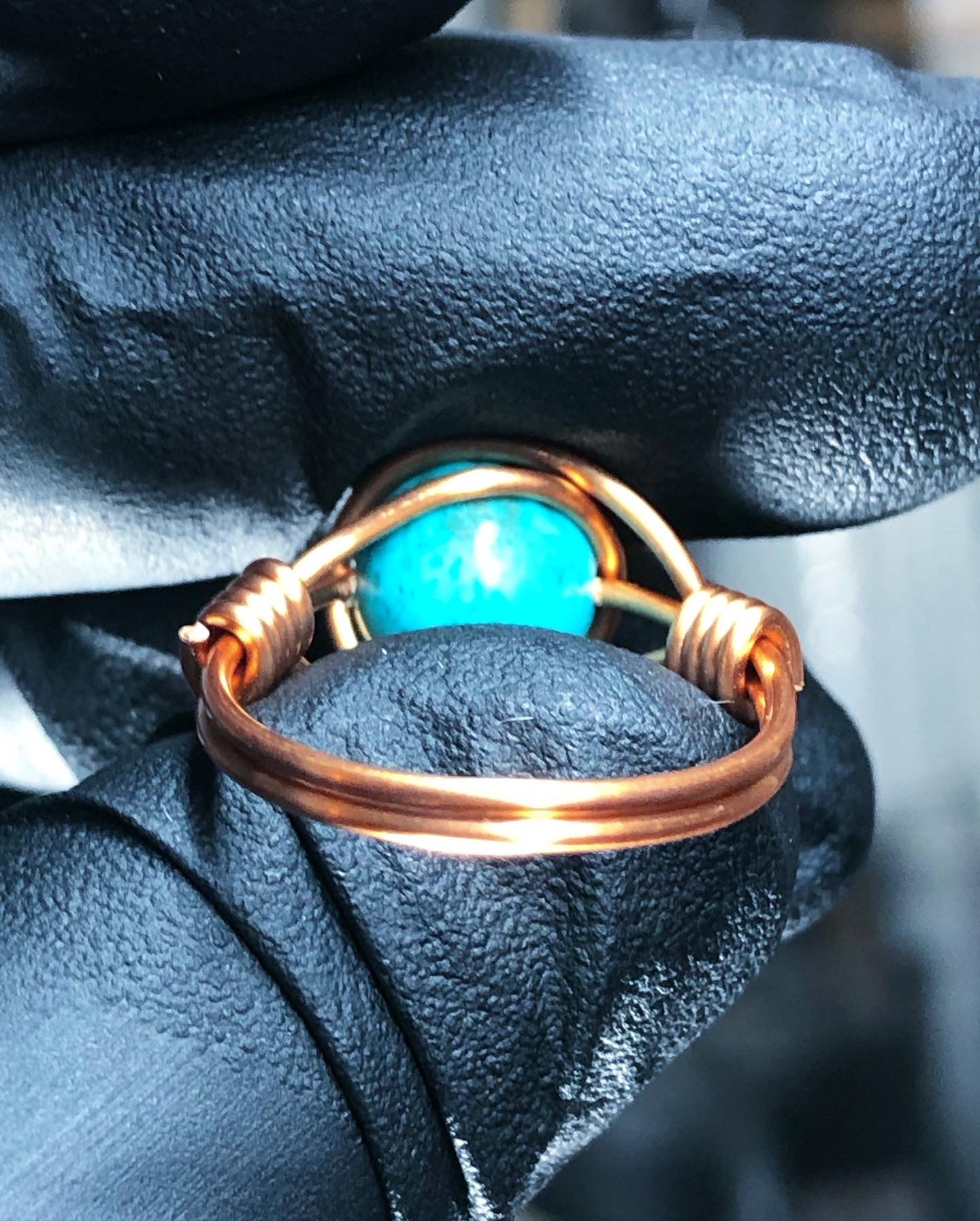 Turquoise 8mm Ring - Copper Petite Band - Buy 1 Get 1 Free