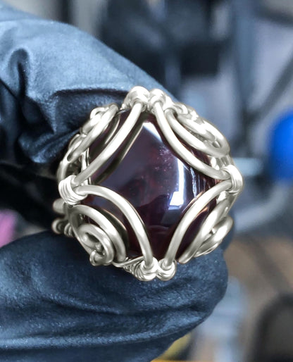 Garnet Sterling Silver Ring - Bohemian Style - Premium