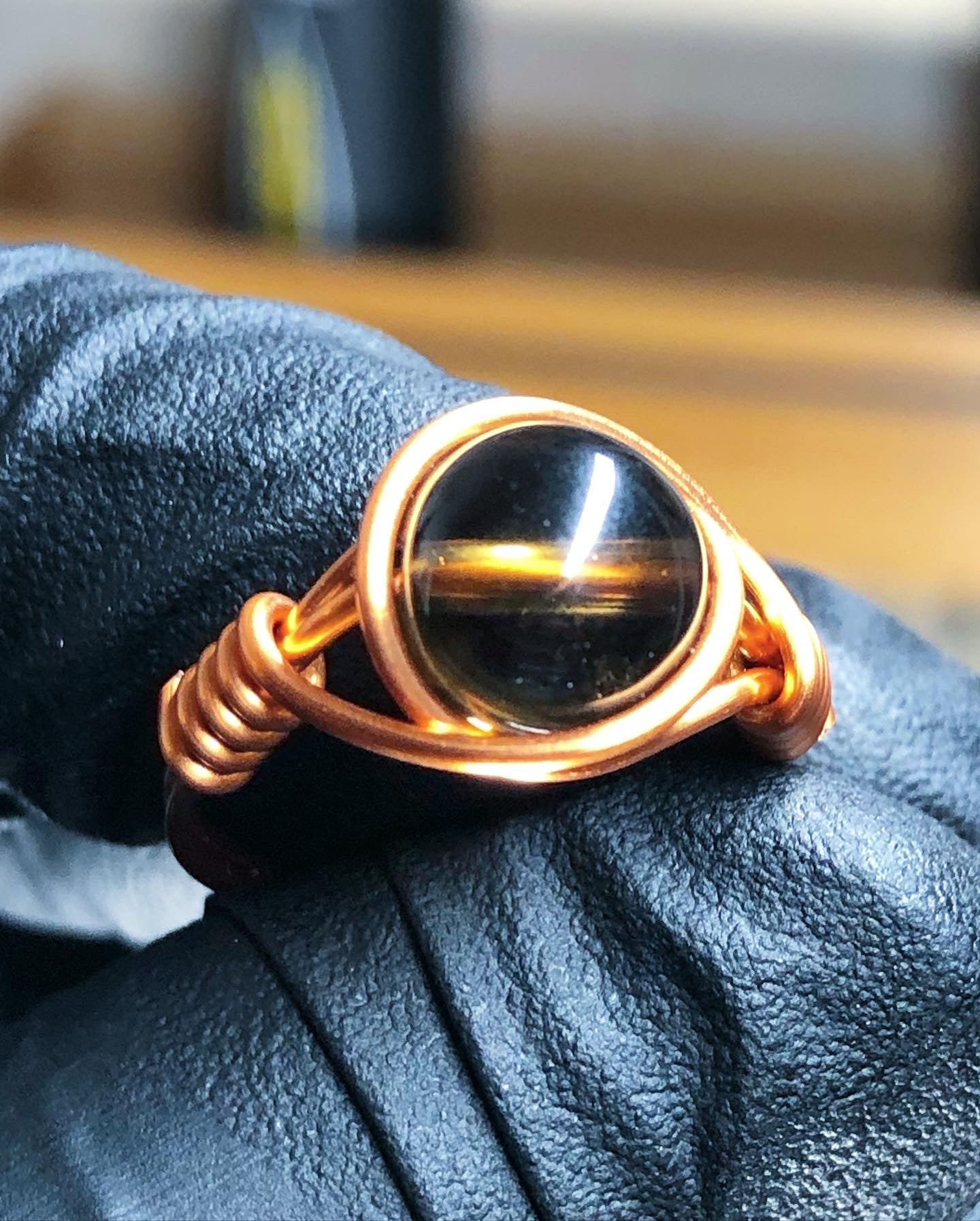 Smokey Quartz 8mm Ring - Copper Petite Band - Buy 1 Get 1 Free