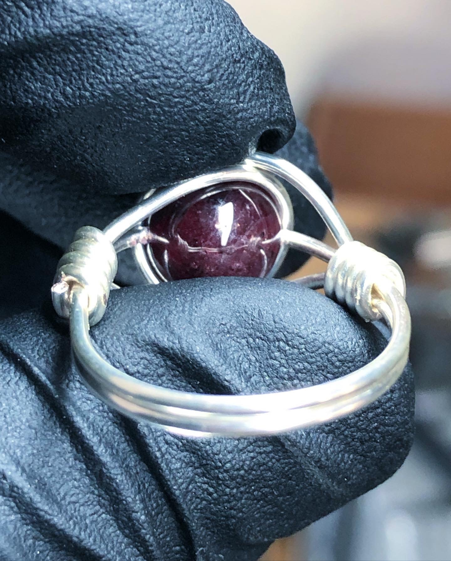 Garnet 8mm Ring - Sterling Silver Petite Band - Buy 1 Get 1 Half Price - Premium