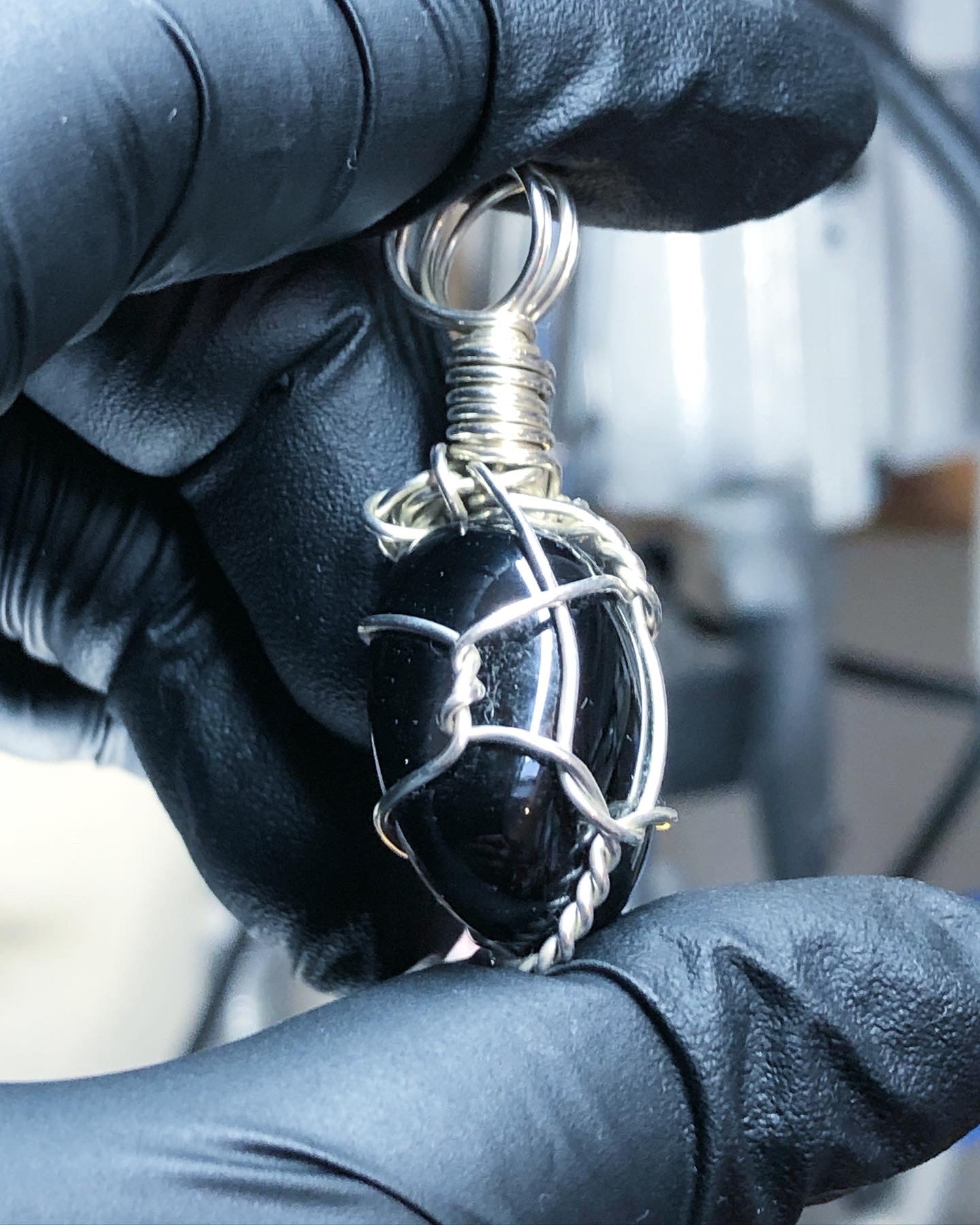 Black Onyx Tumble Sterling Silver Pendant - Mini Range