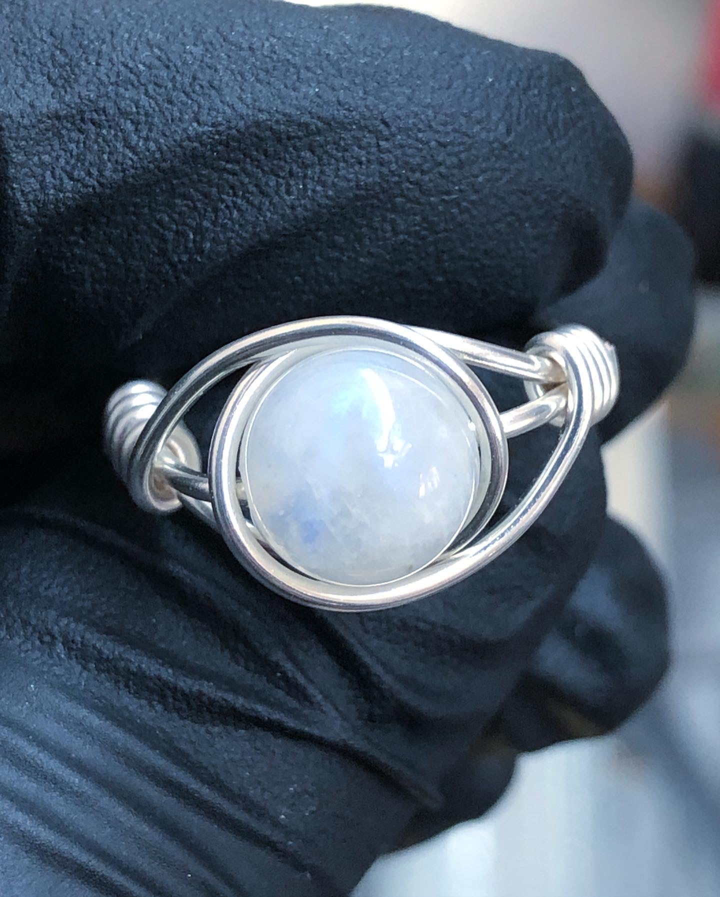 Rainbow Moonstone 8mm Ring - Sterling Silver Petite Band - Buy 1 Get 1 Half Price - Premium