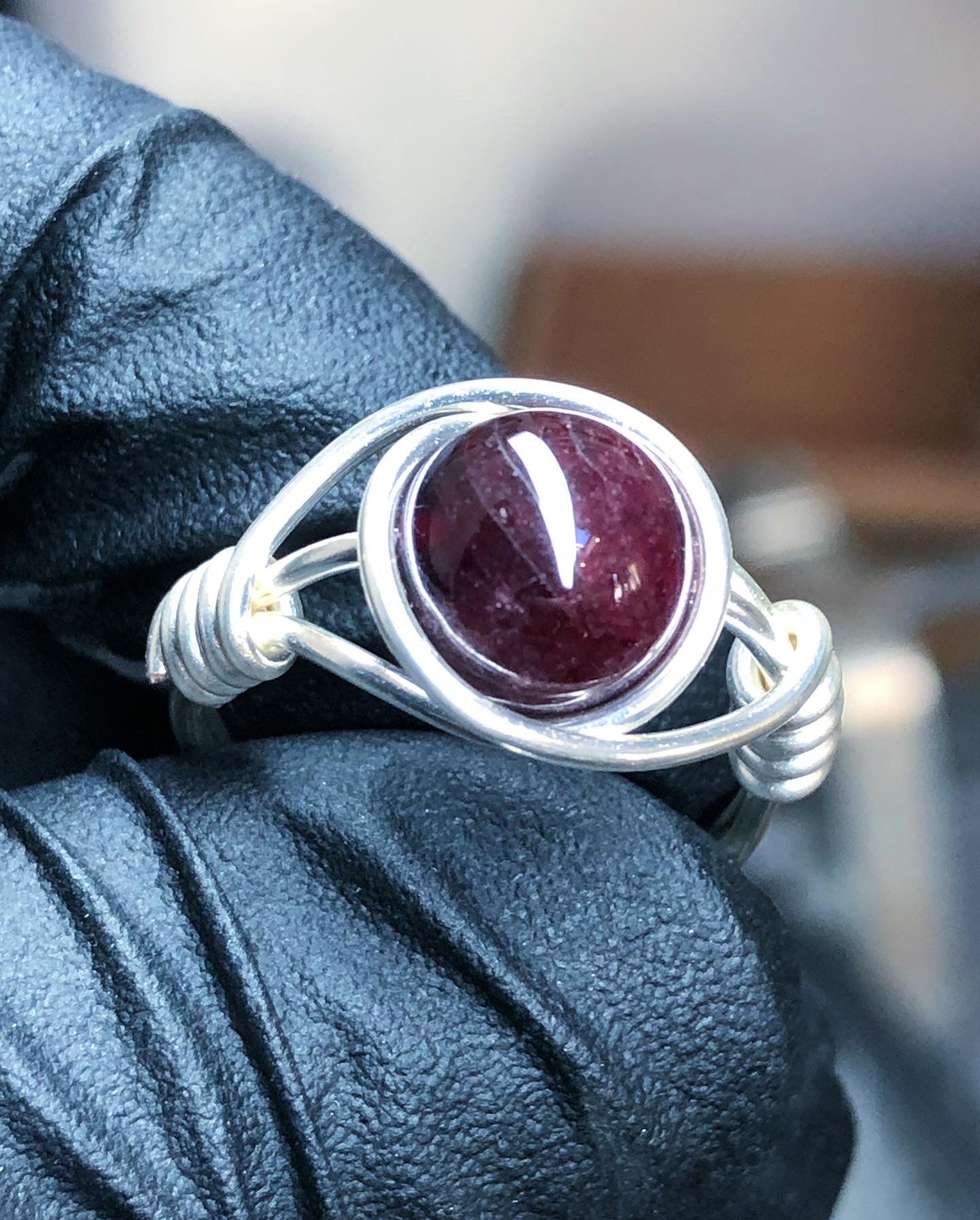 Garnet 8mm Ring - Sterling Silver Petite Band - Buy 1 Get 1 Half Price - Premium