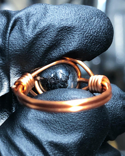 Larvikite 8mm Ring - Copper Petite Band - Buy 1 Get 1 Free