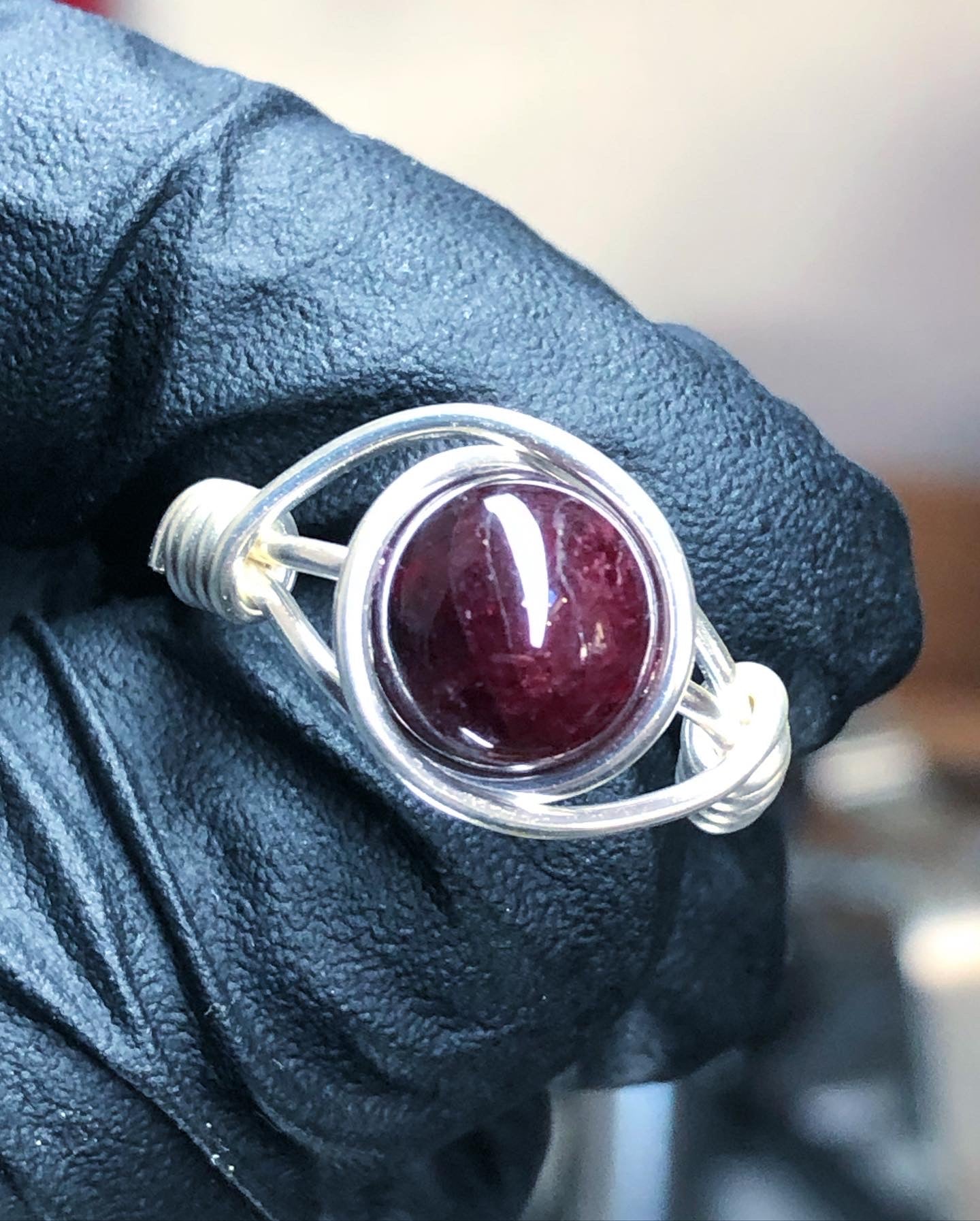 Garnet 8mm Ring - Sterling Silver Petite Band - Buy 1 Get 1 Half Price - Premium