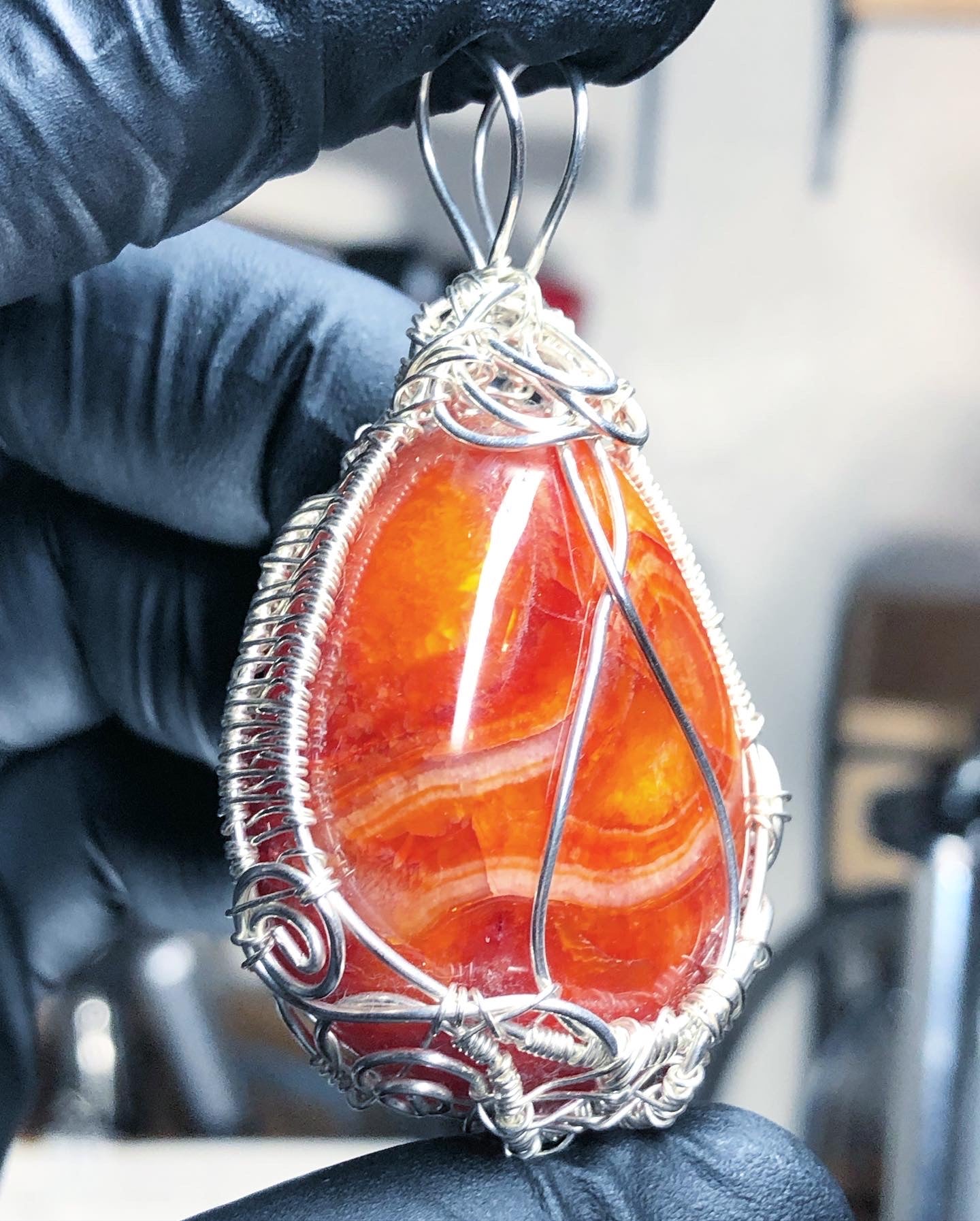 Carnelian Sterling Silver Pendant - Tektaineum Style - Premium