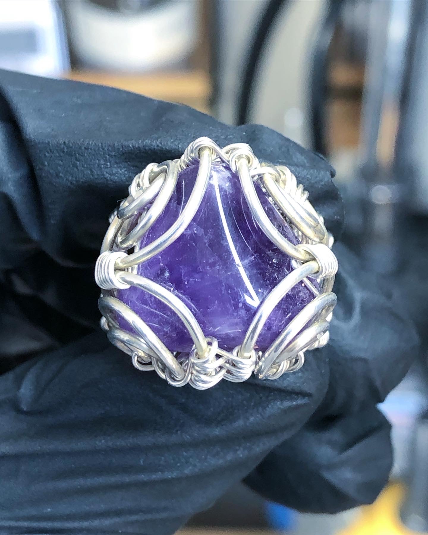 Amethyst Sterling Silver Ring - Bohemian Style