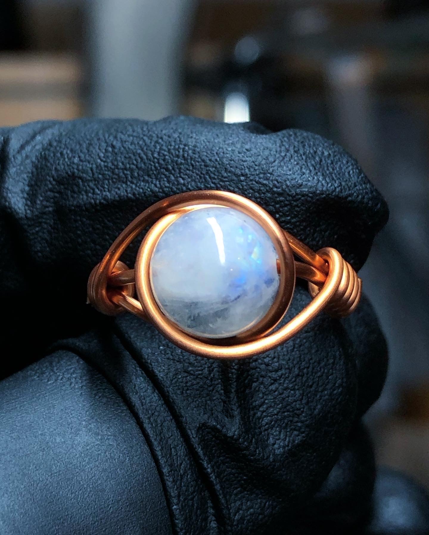 Rainbow Moonstone 8mm Ring - Copper Petite Band - Buy 1 Get 1 Half Price - Premium